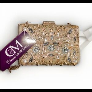 Chelsea Moreland Gold Embellished Clutch, NWTs